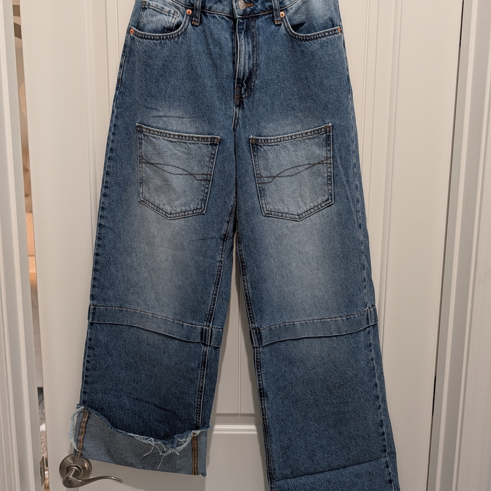 Forever 21 Blue Denim Cargo Jeans